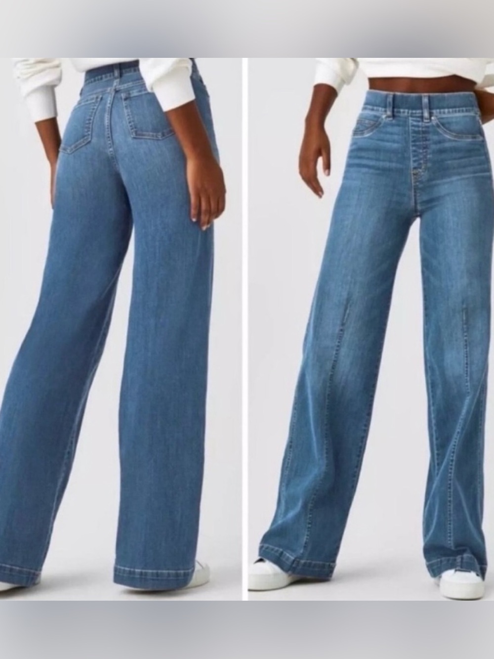 Spanx Seamed Front Wide Leg Jeans Vintage Indigo L/G/G